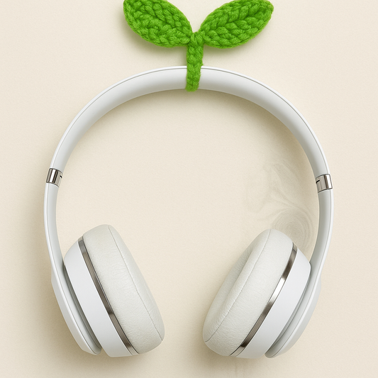 Handmade Crochet Headphones Plush – Green Music-Themed Amigurumi Toy – Quirky Desk Decor Gift for Musicians, Audio Lovers & Tech Fans