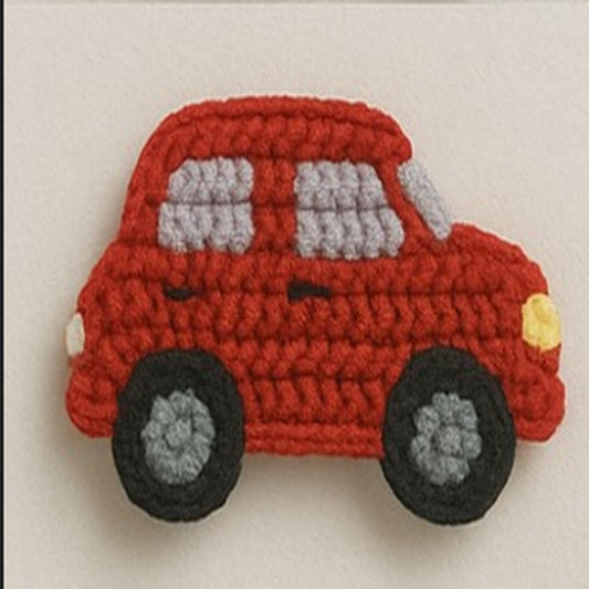 Handmade Crochet Red Car Keychain – Amigurumi Vehicle Plush Toy – Gift for Kids, Travel Fans, Party Favors & Adventure-Themed Displays
